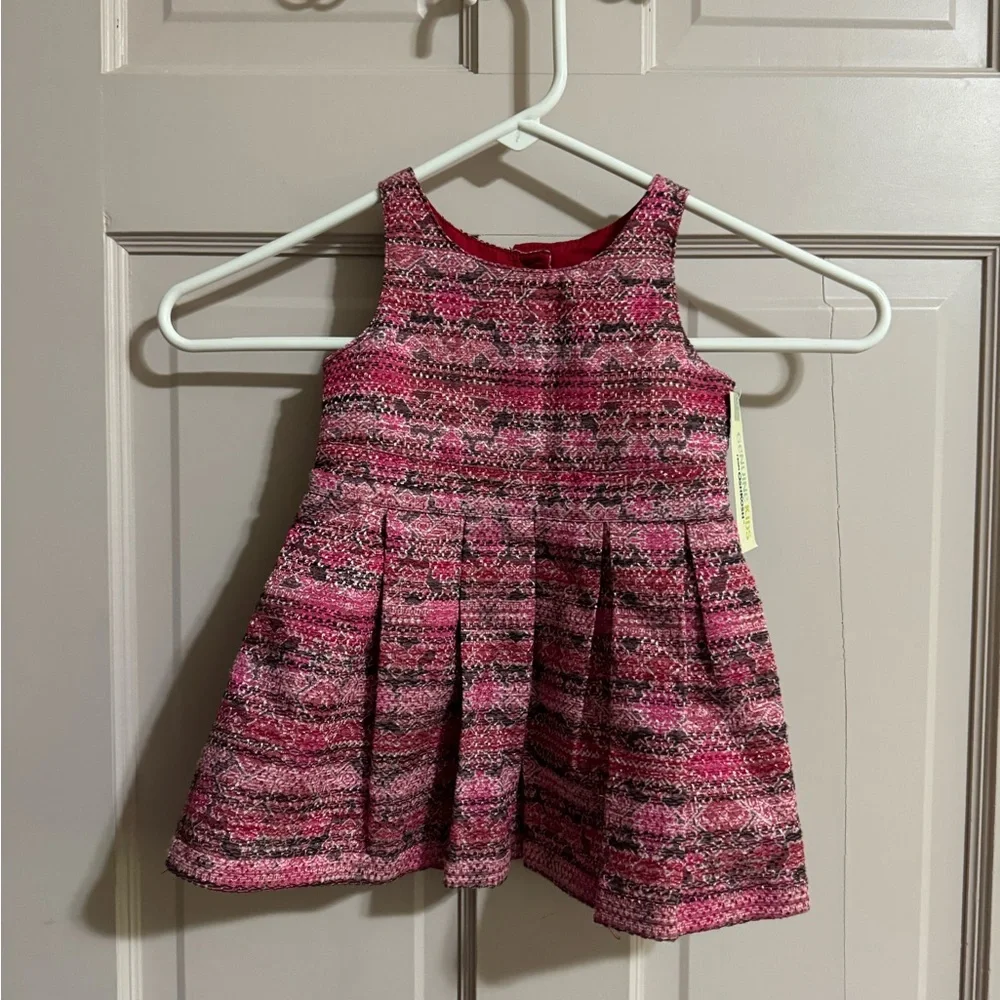 OSHKOSH GENUINE KIDS Red Pink Lined Brocade Dress Size 24 Months NWT